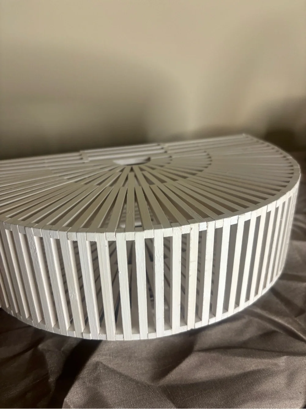 White Semi-Circle Slatted Satchel Handbag